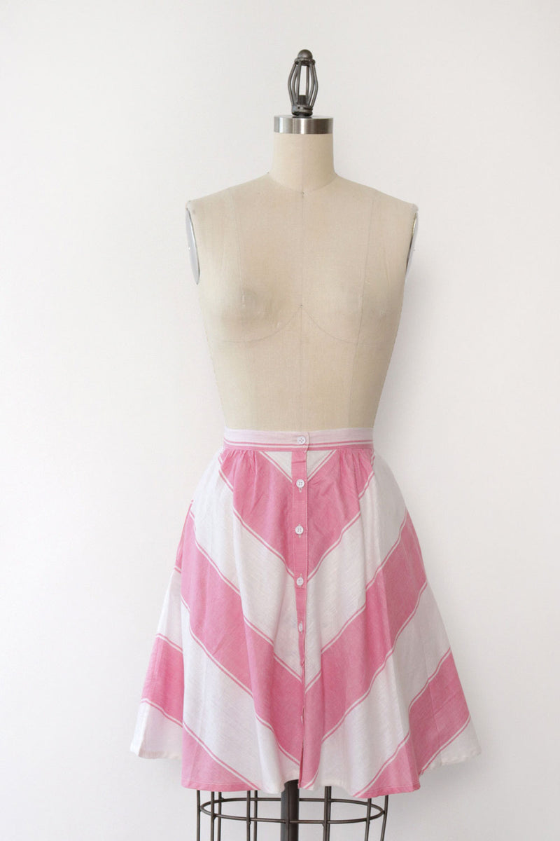 Pink Stripe Skater Skirt XS