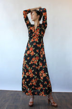 Orange Rose Maxi Dress M/L