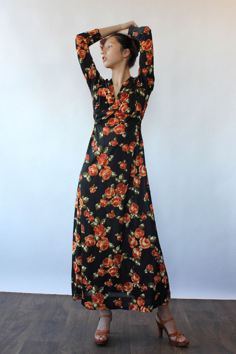 Orange Rose Maxi Dress M/L