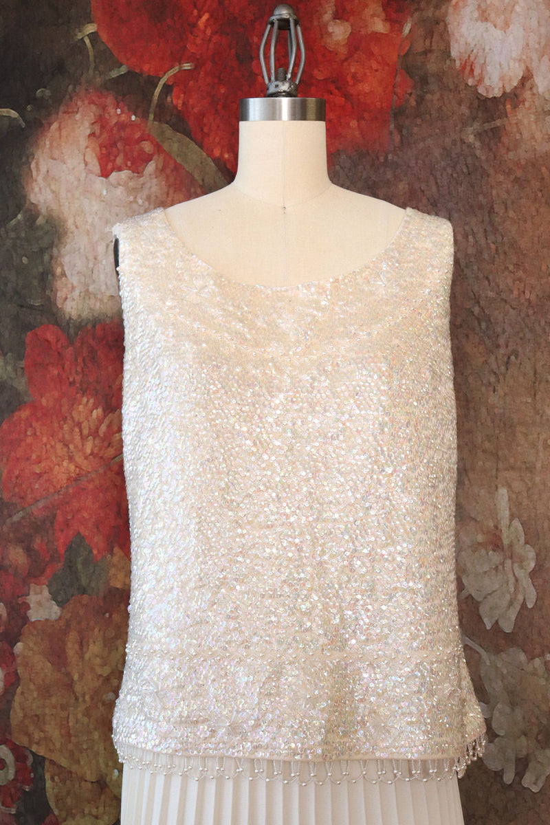 Champagne Beaded Sequin Top L/XL
