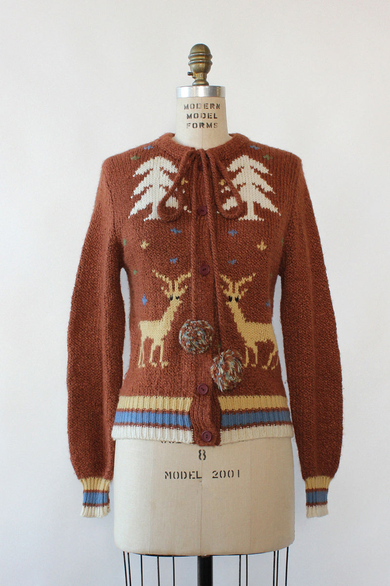 Pom Pom Reindeer Cardigan S/M