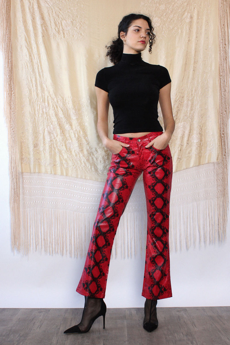 Red snake print trousers new arrivals