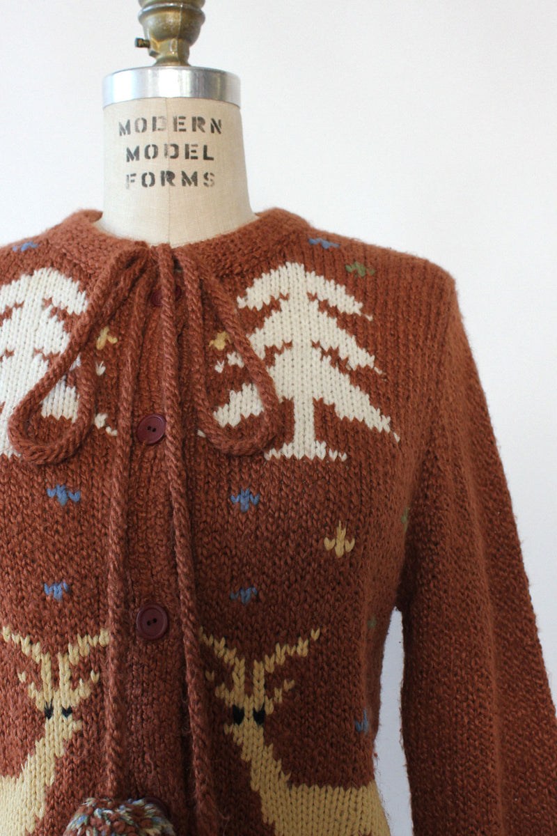 Pom Pom Reindeer Cardigan S/M