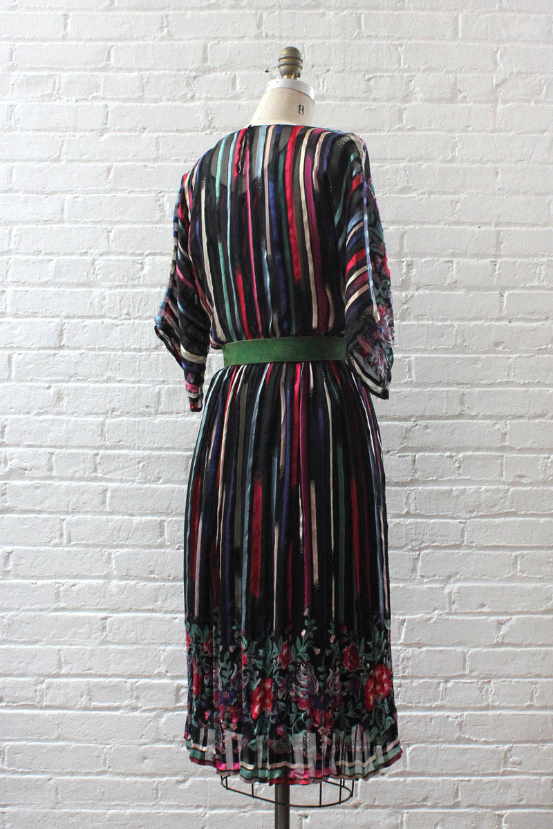 Silk Farm Chiffon Mix Print Dress S/M