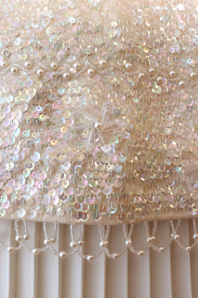 Champagne Beaded Sequin Top L/XL