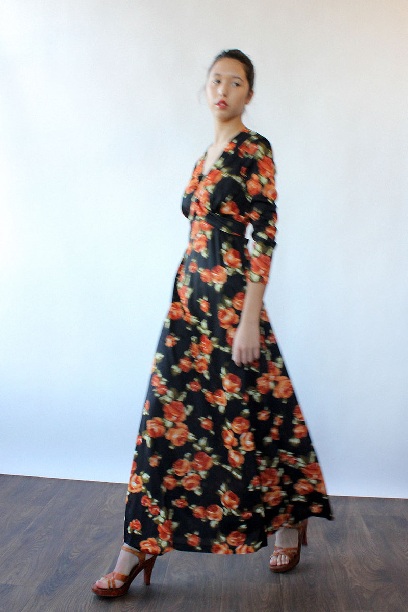 Orange Rose Maxi Dress M/L