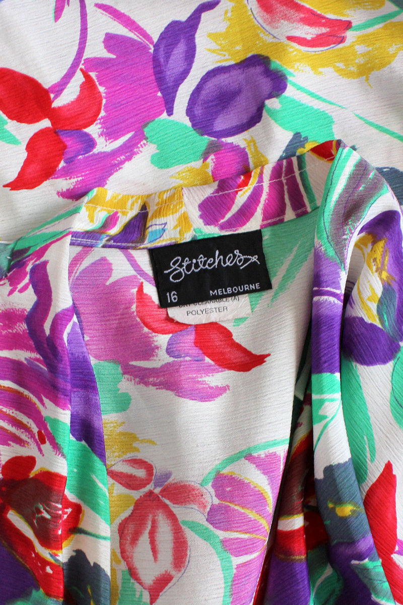 Painterly Floral Wrap Dress L
