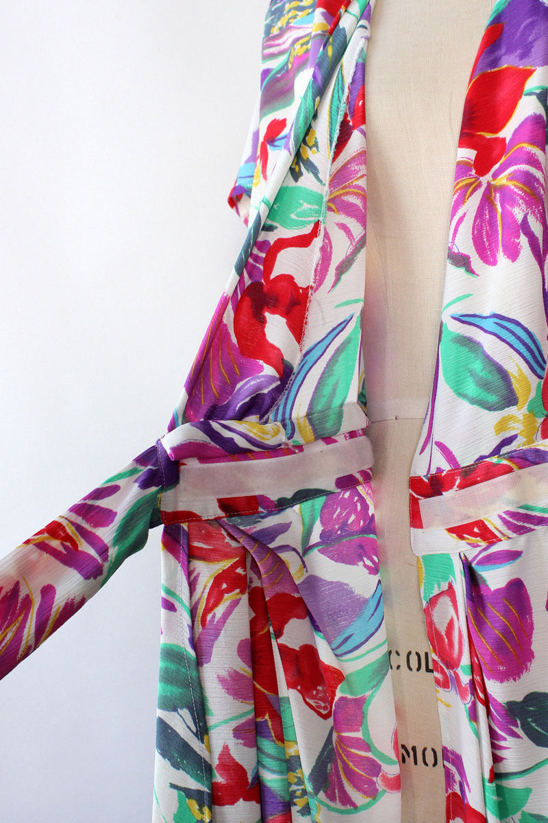 Painterly Floral Wrap Dress L
