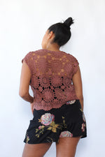 Oliviere Overdyed Rose Crochet Top S-L
