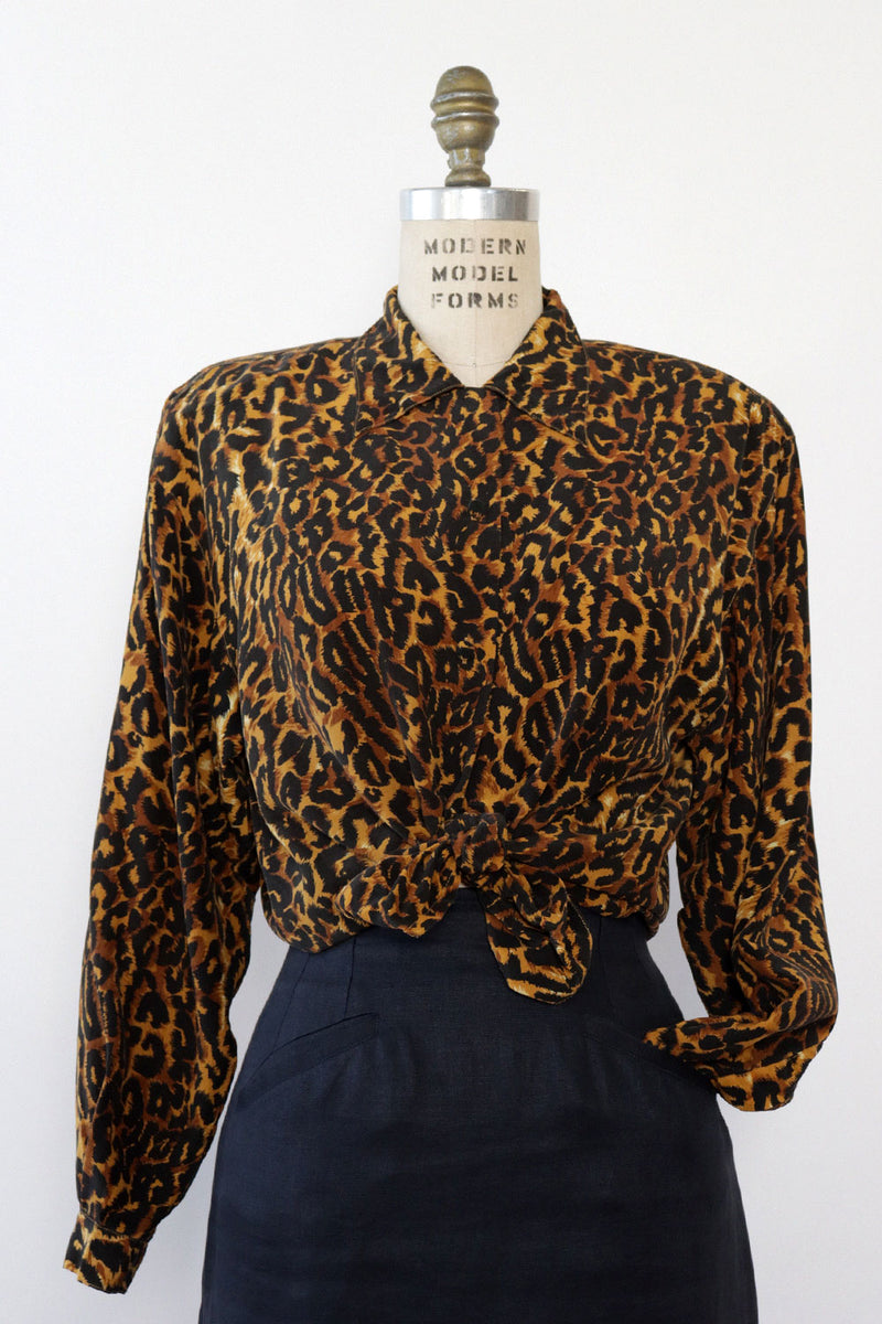 Silk Leopard Buttondown S/M