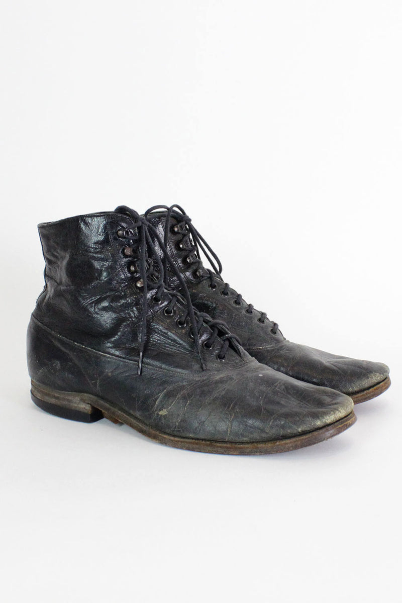 40s Lace Up Leather Boots 8