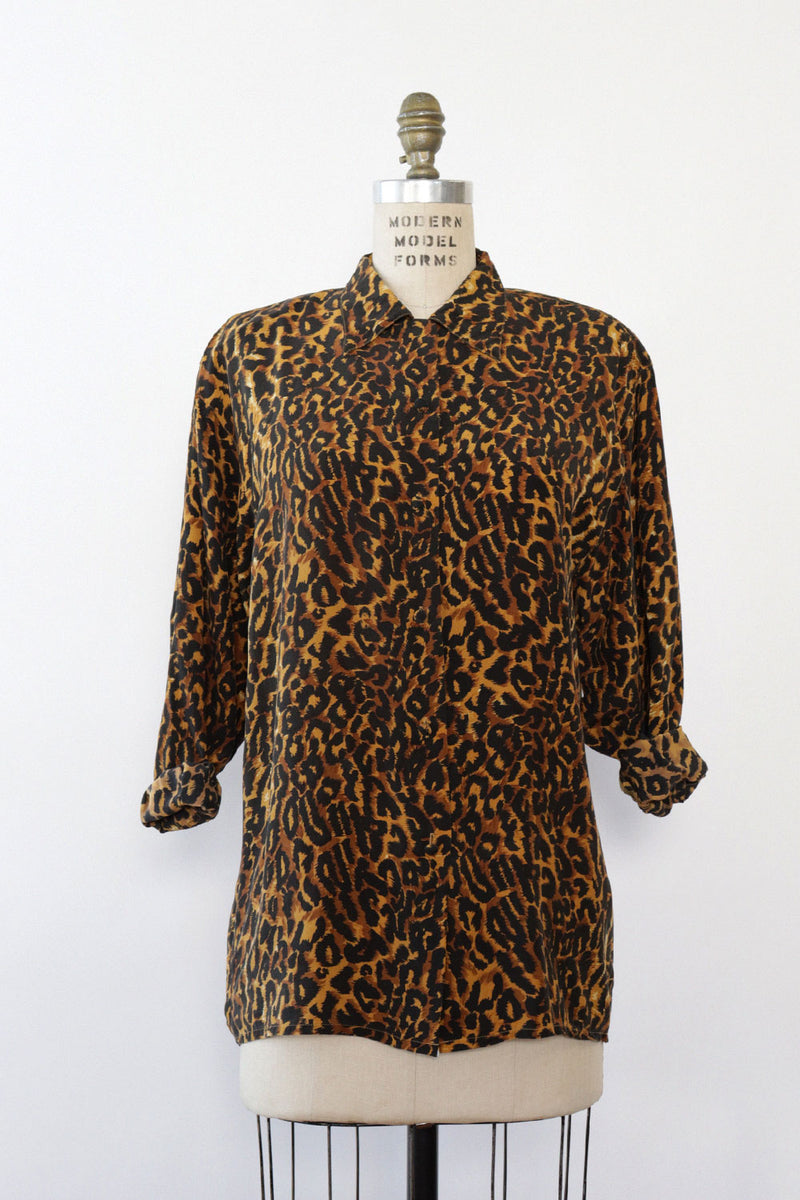Silk Leopard Buttondown S/M