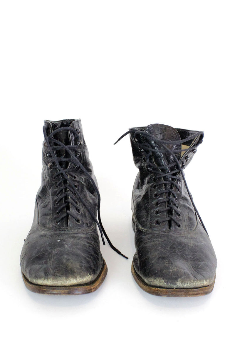 40s Lace Up Leather Boots 8