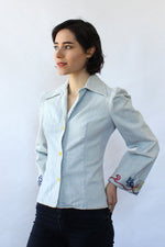 Sundial Embroidered Denim Top S