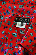Escada Silk Satin Bouquet Blouse M/L