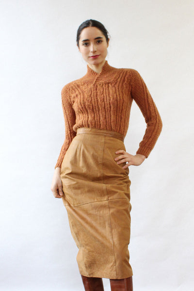 Cinnamon Leather Pencil Skirt XS OMNIA