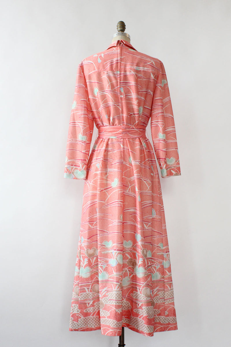 Rosy Lily Pad Caftan Dress M/L