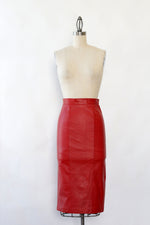 Crimson Leather Pencil Skirt XS