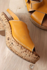Honey Leather Platforms 8.5