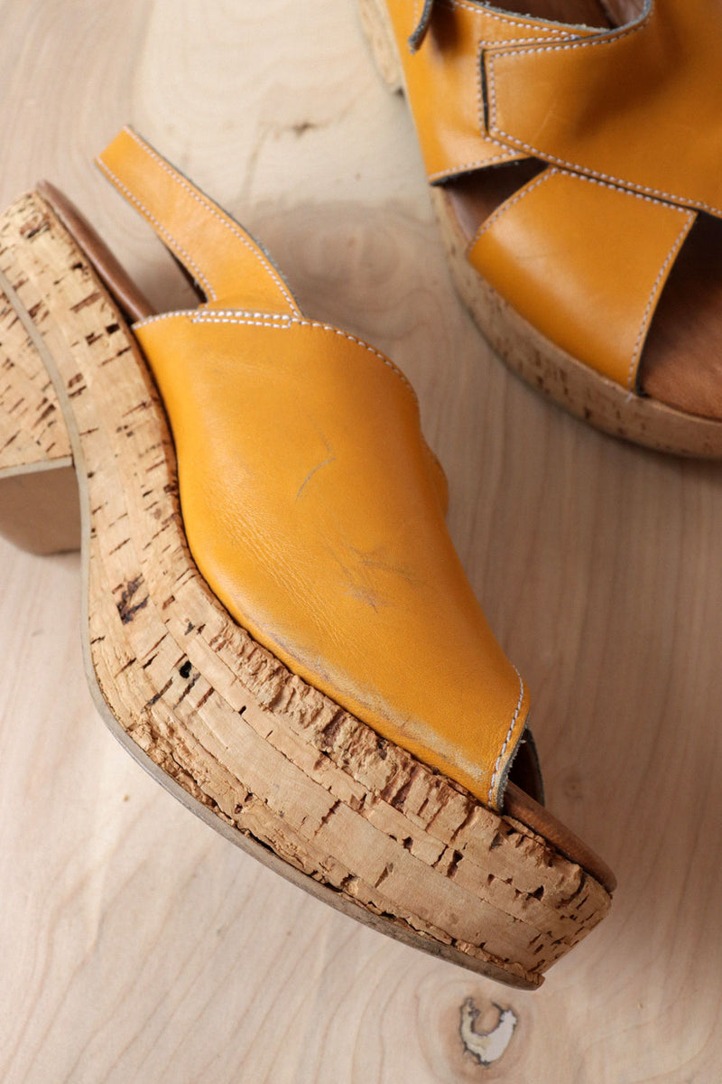 Honey Leather Platforms 8.5