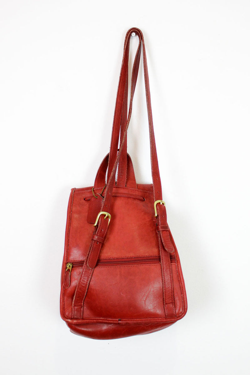 Coach ruby red saddle leather backpack