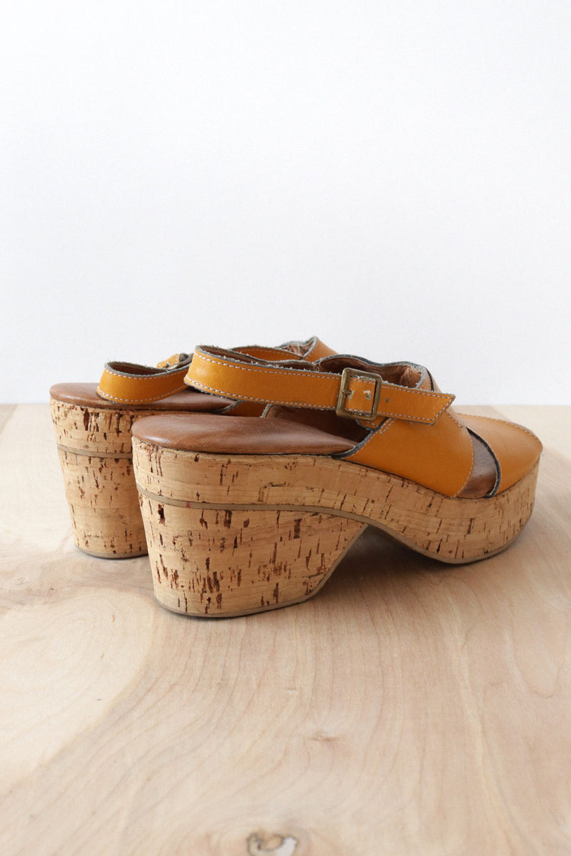 Honey Leather Platforms 8.5