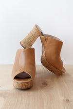 Tan Cork Platform Mules 9.5