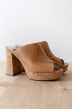 Tan Cork Platform Mules 9.5