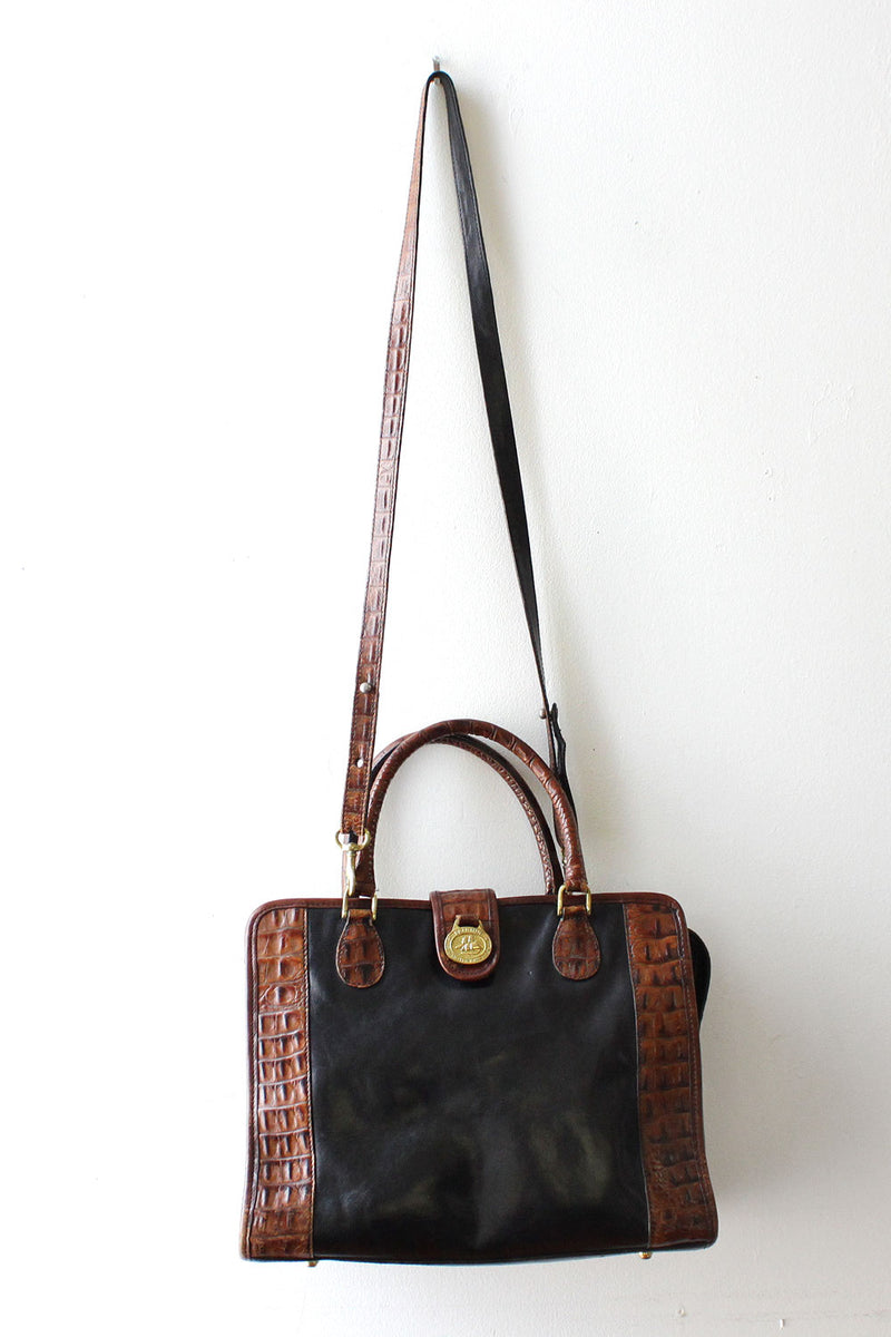 Brahmin, Bags, Vintage Brahmin Brown Black Purse Tote Leather