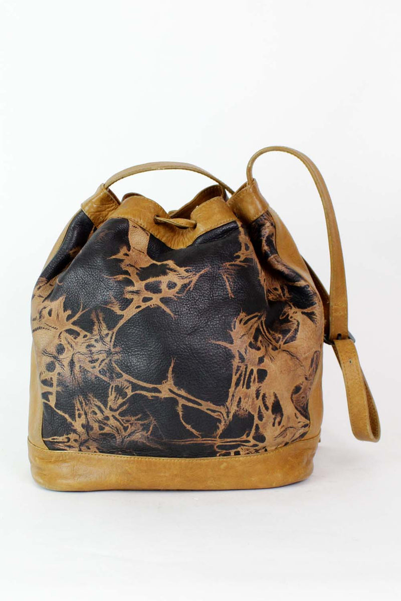 Tie Dye Leather Bucket Bag