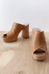 Tan Cork Platform Mules 9.5