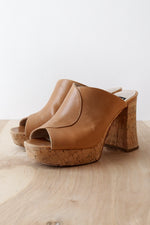 Tan Cork Platform Mules 9.5
