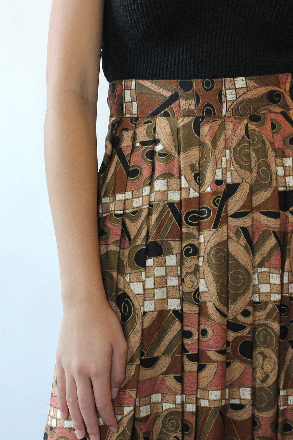Klimt-esque Print Midi Skirt M/L