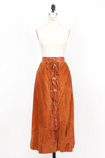 Suede Concho Tassel Skirt M