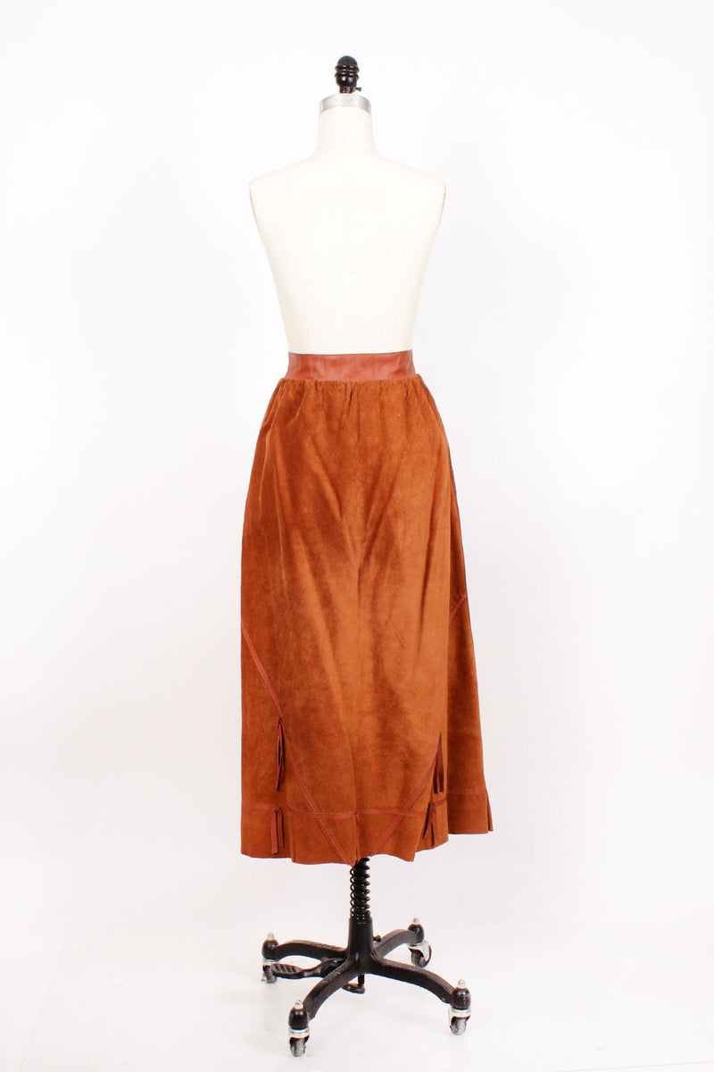 Suede Concho Tassel Skirt M