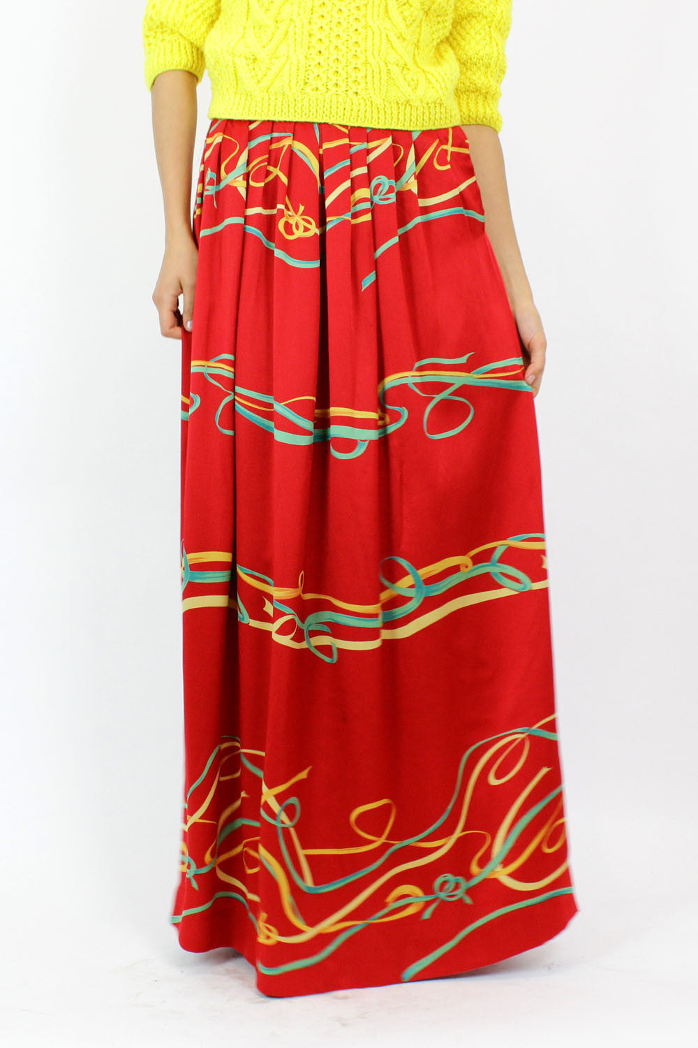 Silk ribbon maxi skirt S