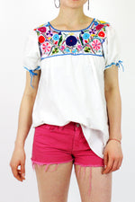 Chiapas embroidered smock blouse M