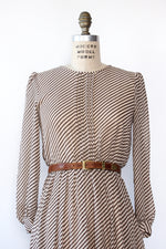 Mocha Pinstripe Silk Chiffon Dress XS/S
