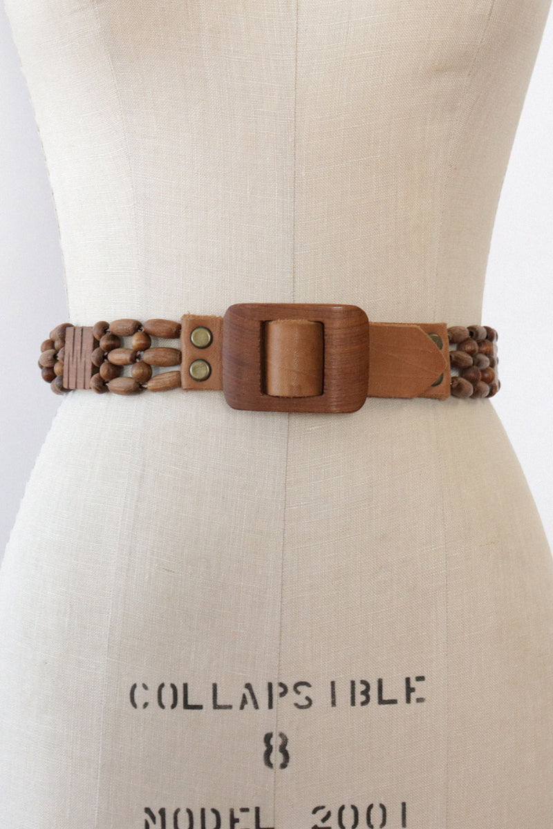 Wood Bead Belt S/M
