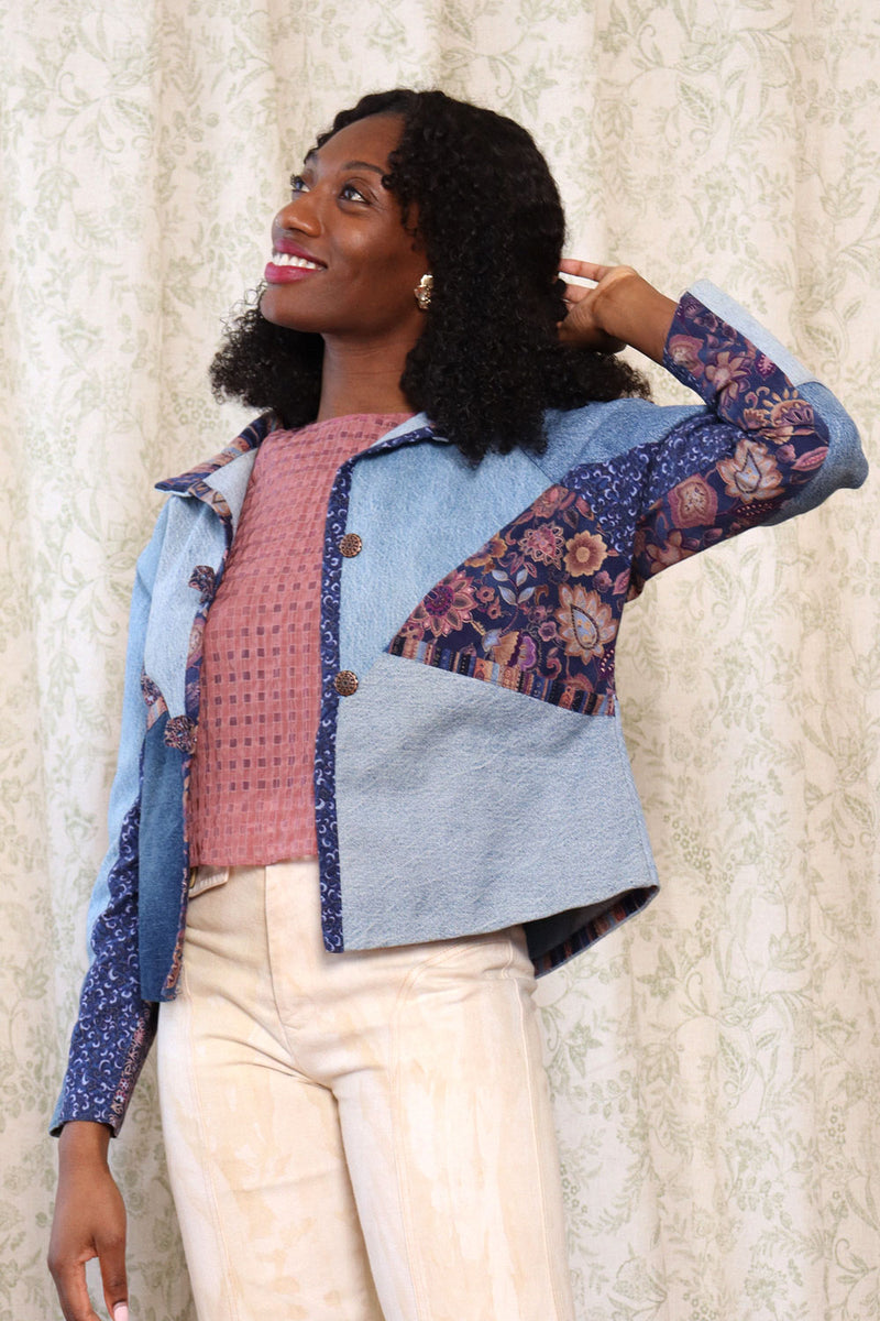Indigo Denim Patchwork Jacket XS/S