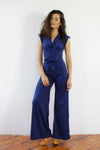 Navy Belted Bell Jumpsuit S
