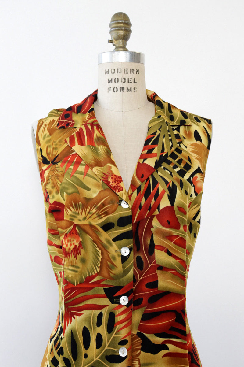 Monstera Leaf Maxi Dress L