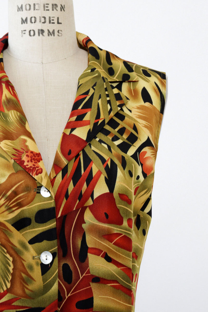 Monstera Leaf Maxi Dress L