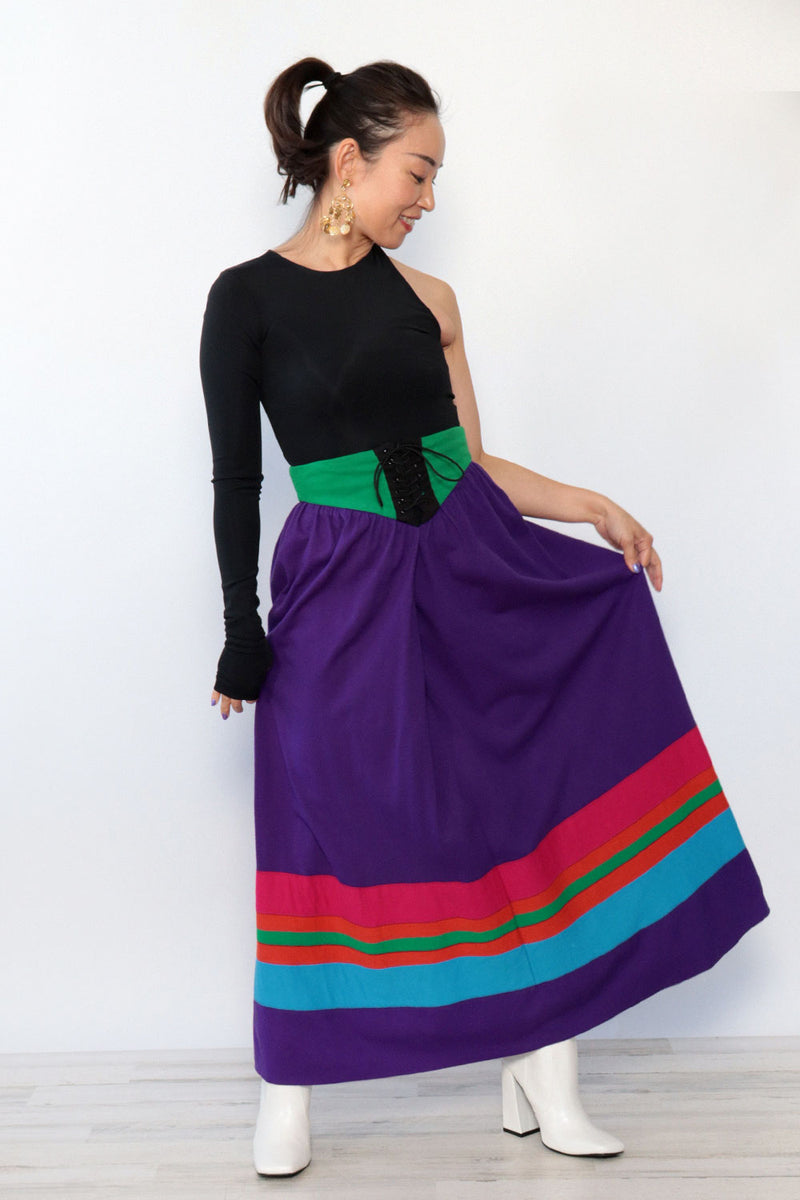 Corset Waist Color Block Skirt S/M