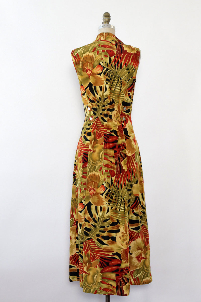 Monstera Leaf Maxi Dress L