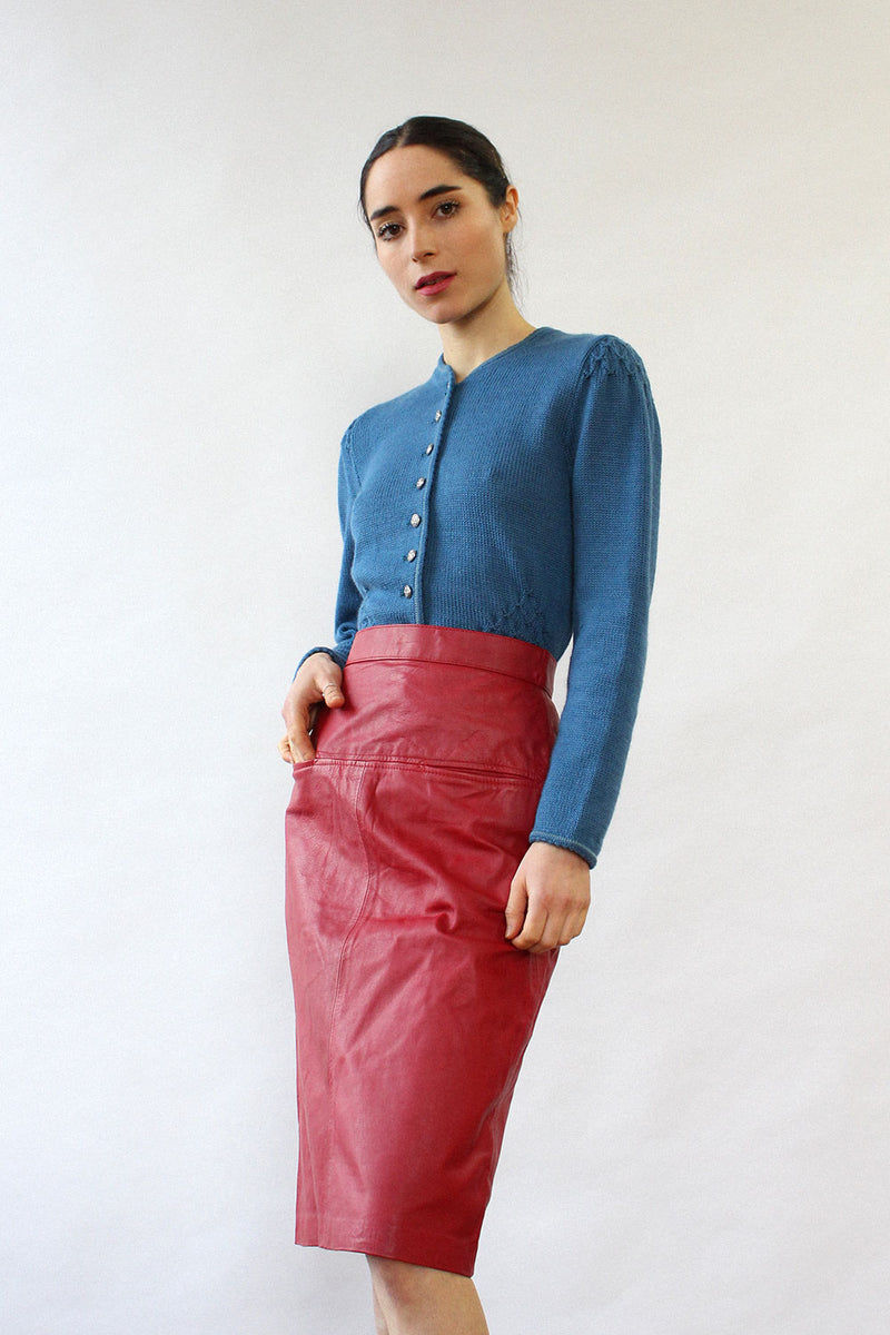 Avanti Crimson Leather Skirt XS