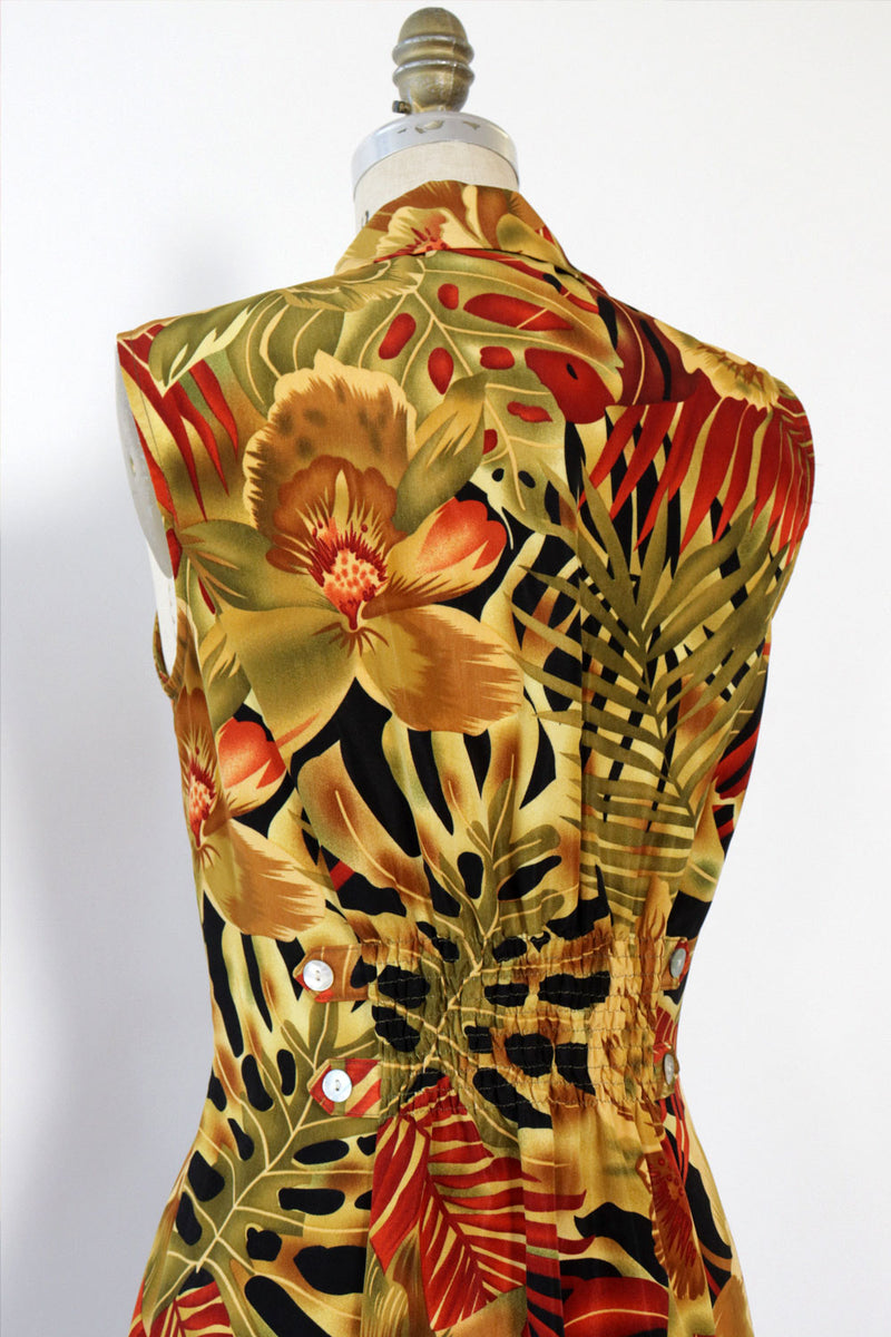 Monstera Leaf Maxi Dress L