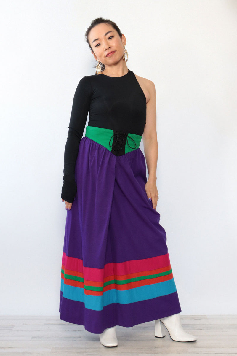 Corset Waist Color Block Skirt S/M