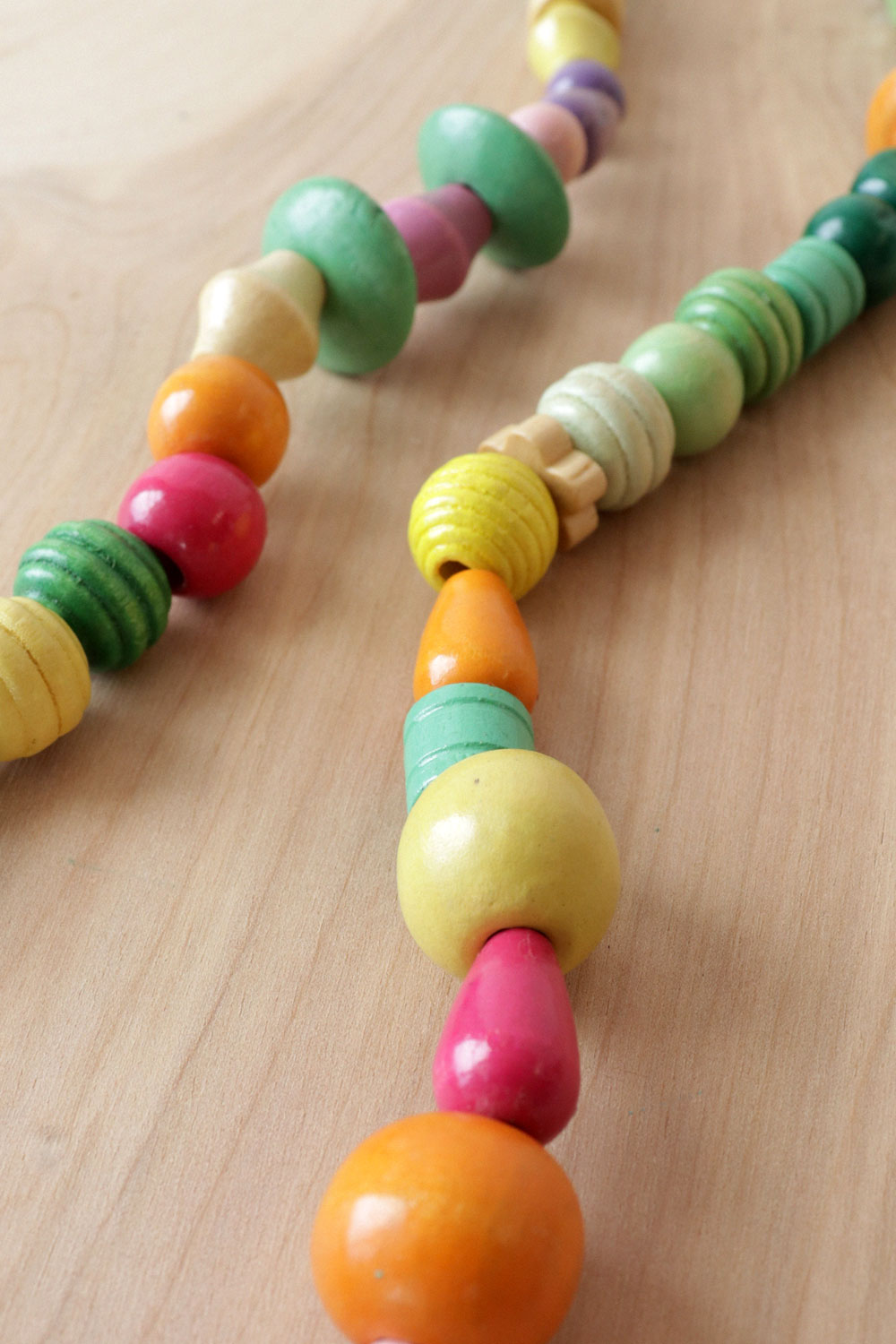 Chunky Beaded Wood Necklace