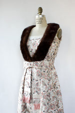 Embroidered Ball Dress With Fur Trim Vest M
